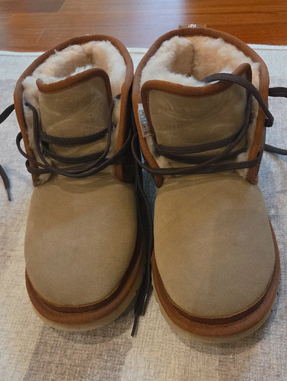UGG Men's Tan and Brown Suede Fleece-Lined Chukka Boots,Worn only once.